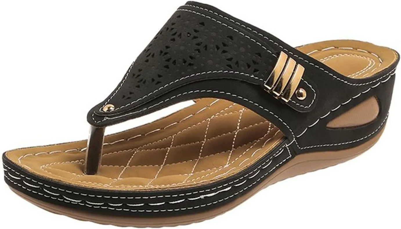 Ladmiple Womens Sandals Comfortable Dressy Arch Support Orthopedic Slippers Orthotic Thong Flip Flops Summer Walking Slides