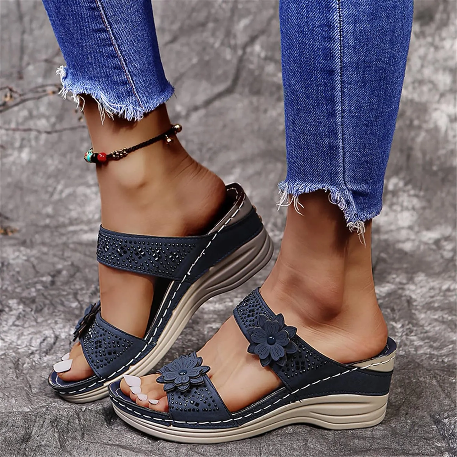 Ladmiple Womens Sandals Comfortable Slides Orthopedic Slippers Arch Support Dressy Summer Cute Walking Orthotic Flip Flops