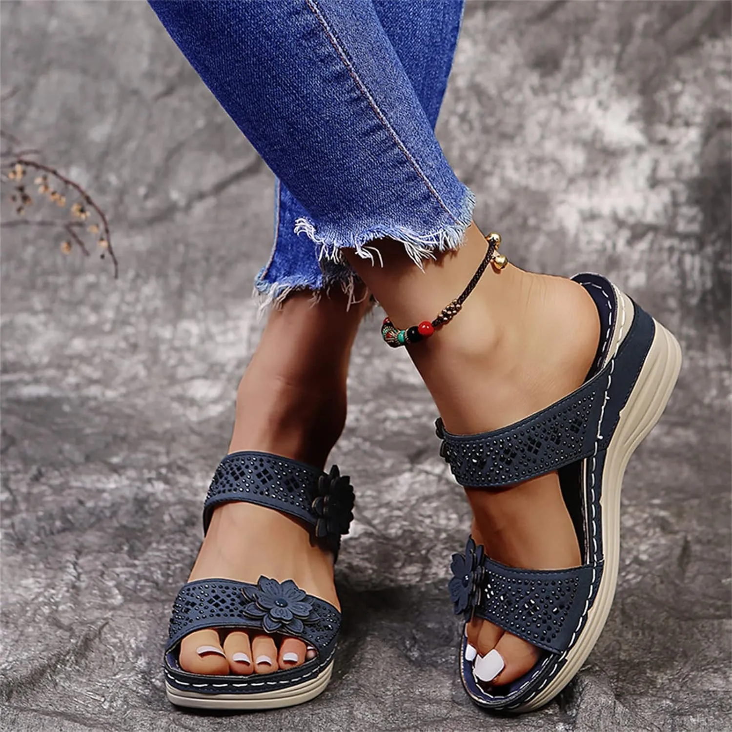Ladmiple Womens Sandals Comfortable Slides Orthopedic Slippers Arch Support Dressy Summer Cute Walking Orthotic Flip Flops