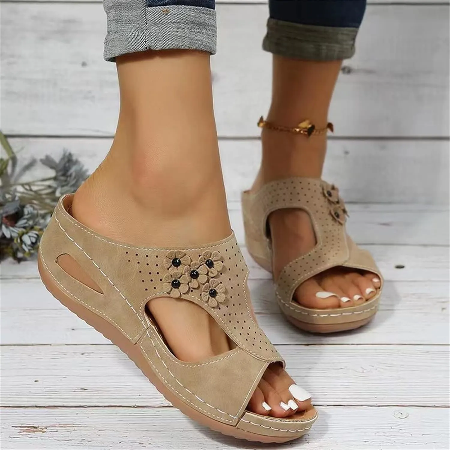 Ladmiple Womens Sandals Comfortable Walking Dressy Orthopedic Slippers Arch Support Orthotic Flip Flops Summer Beach Slides