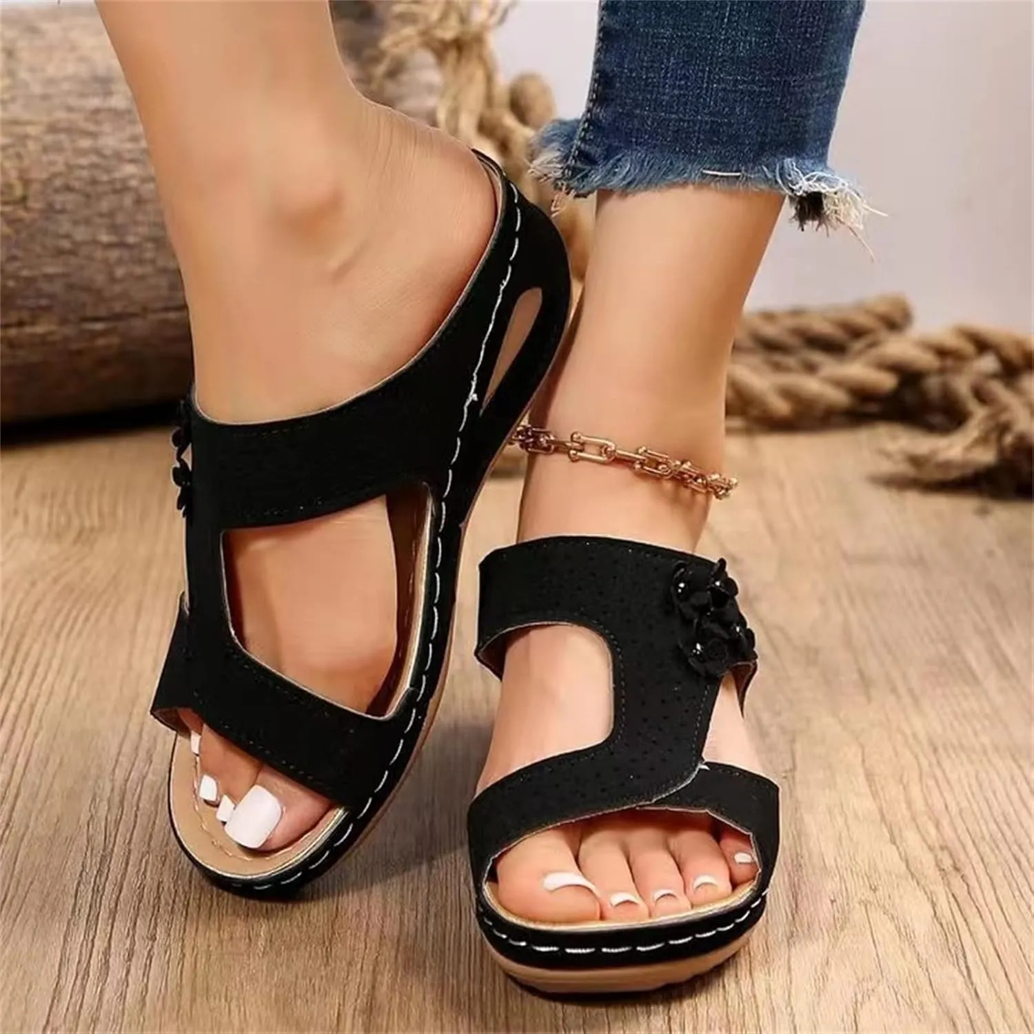 Ladmiple Womens Sandals Comfortable Walking Dressy Orthopedic Slippers Arch Support Orthotic Flip Flops Summer Beach Slides