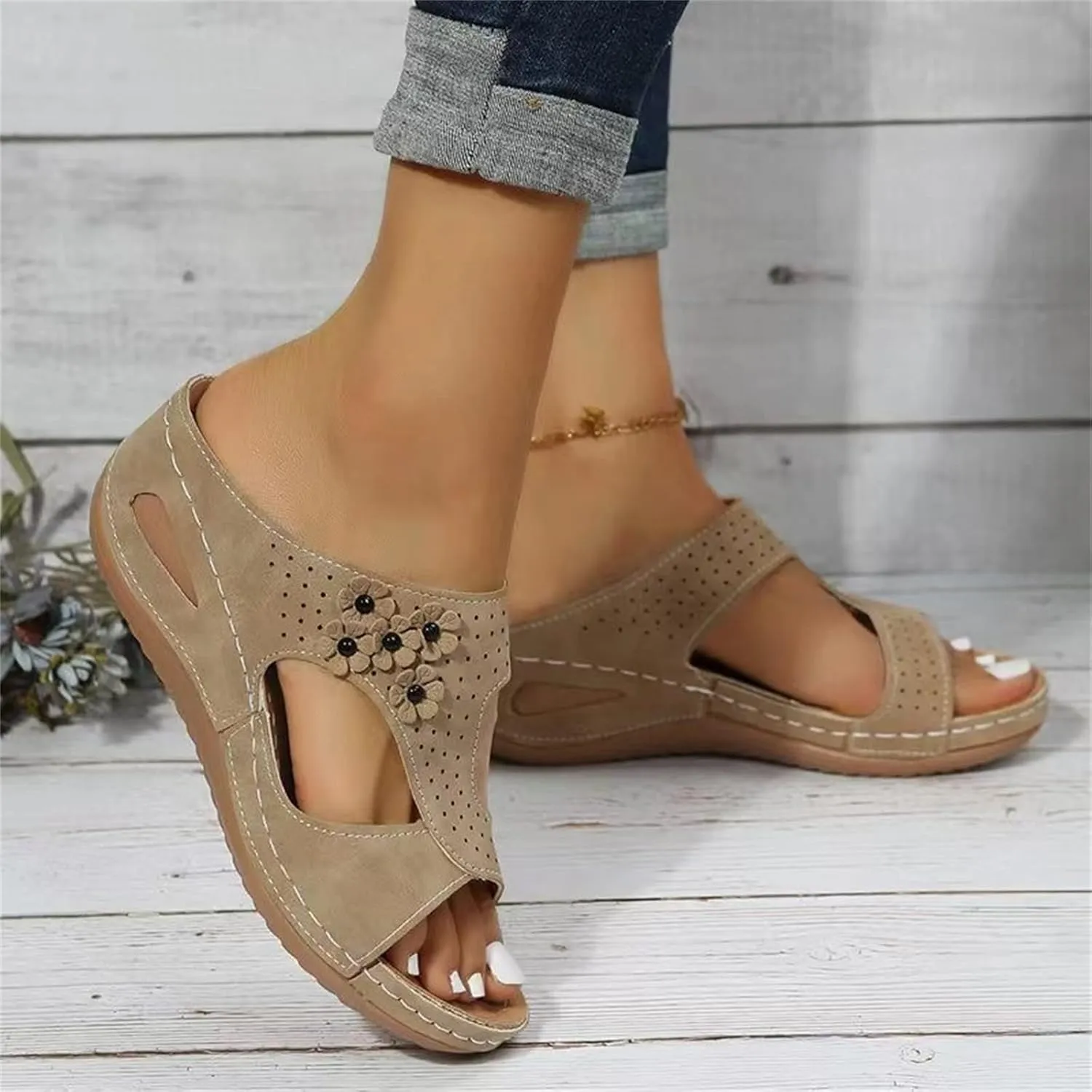 Ladmiple Womens Sandals Comfortable Walking Dressy Orthopedic Slippers Arch Support Orthotic Flip Flops Summer Beach Slides