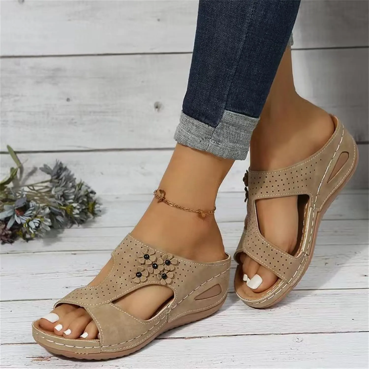 Ladmiple Womens Sandals Comfortable Walking Dressy Orthopedic Slippers Arch Support Orthotic Flip Flops Summer Beach Slides