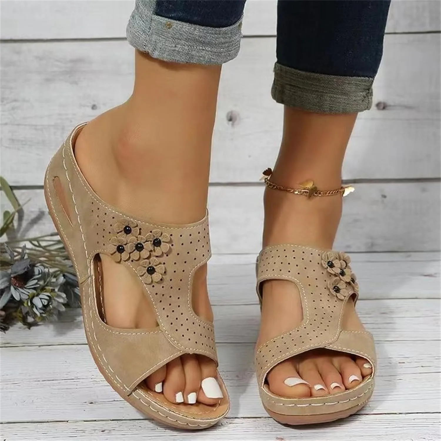 Ladmiple Womens Sandals Comfortable Walking Dressy Orthopedic Slippers Arch Support Orthotic Flip Flops Summer Beach Slides