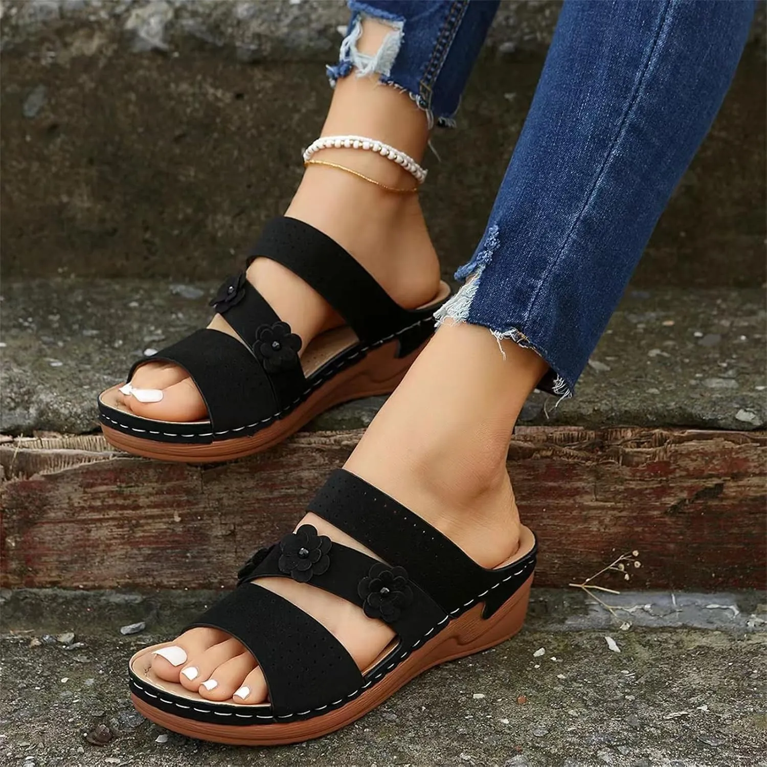 Ladmiple Womens Sandals Dressy Casual Comfortable Walking Orthopedic Slippers Summer Orthotic Flip Flops with Arch Support