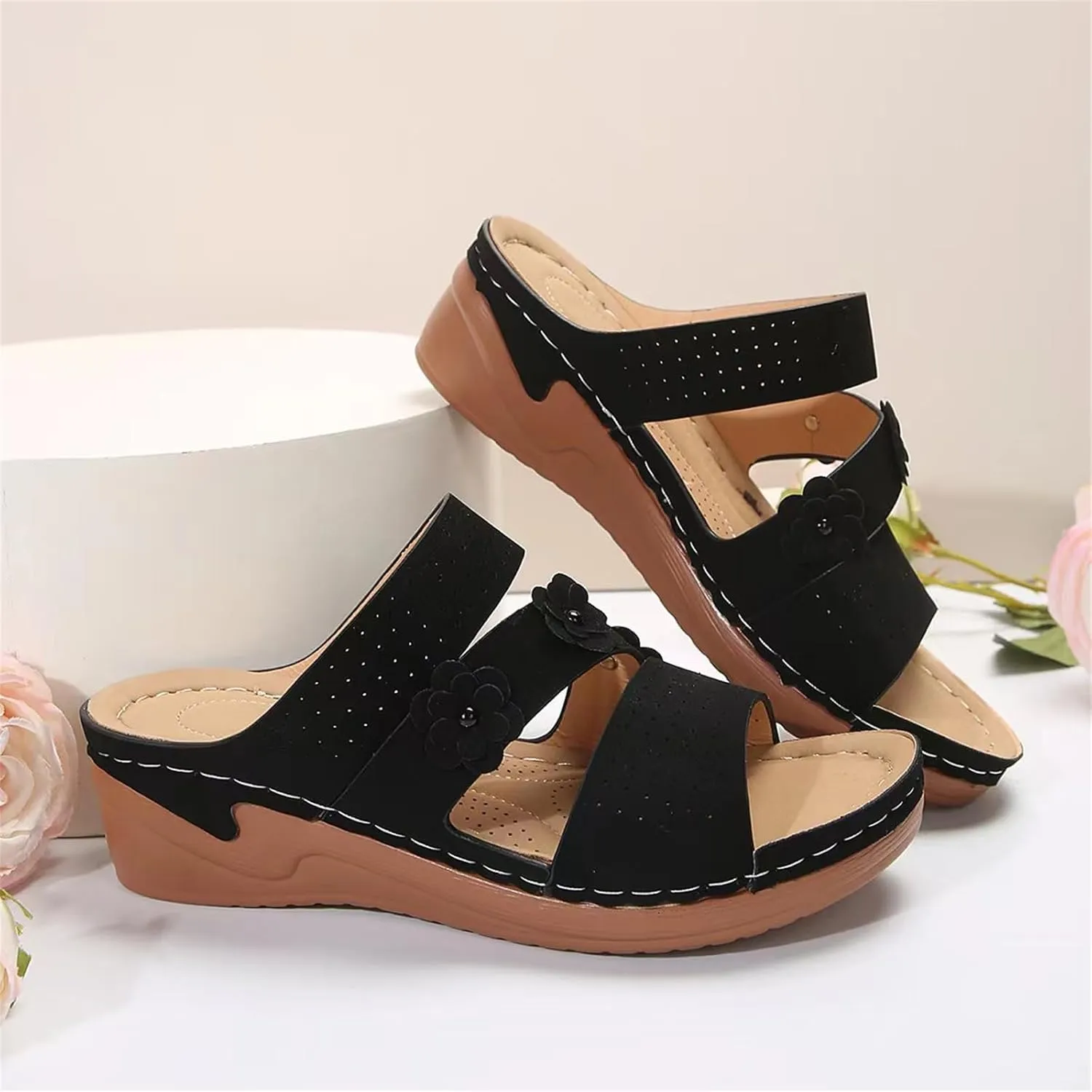 Ladmiple Womens Sandals Dressy Casual Comfortable Walking Orthopedic Slippers Summer Orthotic Flip Flops with Arch Support