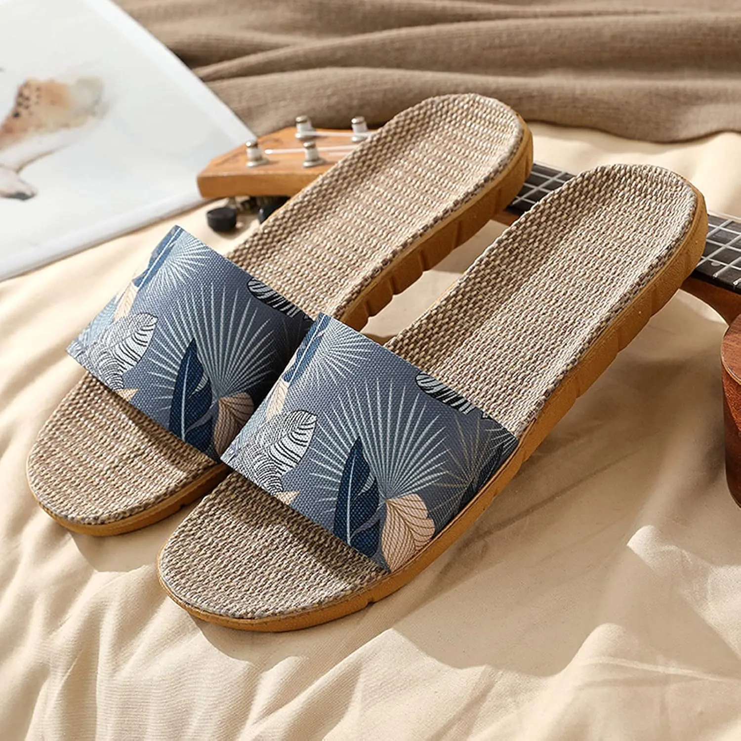 Linen Mens Fashion Home Slides Slip Shoes Couple On Beach Indoor Womens Slippers Men's Mens Slippers Indoor Outdoor