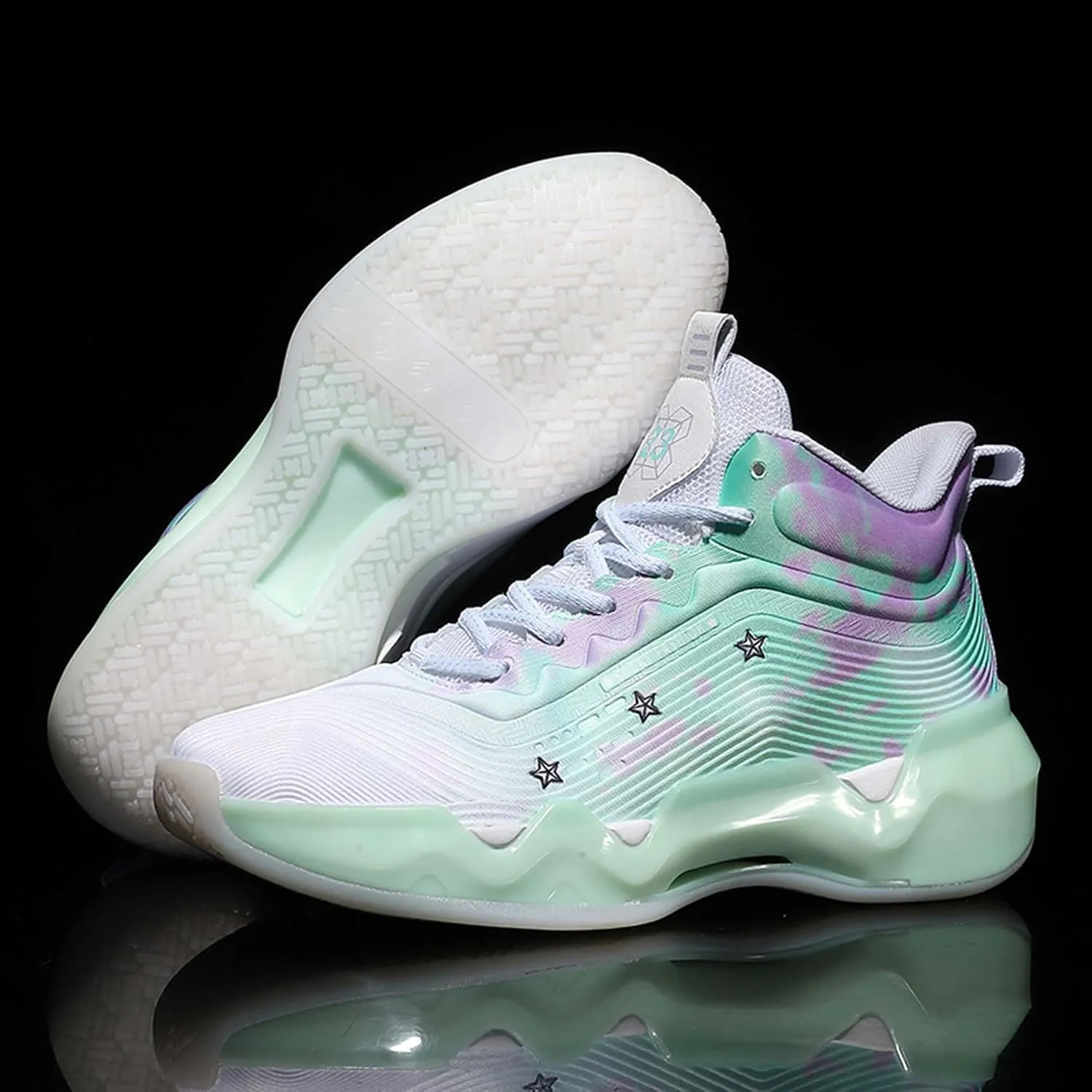 Mens and Womens Mid Top Lace Up Basketball Sneakers Comfortable and Breathable Running Shoes Anti Slip and Wear Resistant Walking Shoes Couple Park Walking Shoes Fitness Training Shoes