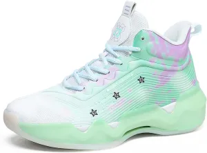 Mens and Womens Mid Top Lace Up Basketball Sneakers Comfortable and Breathable Running Shoes Anti Slip and Wear Resistant Walking Shoes Couple Park Walking Shoes Fitness Training Shoes