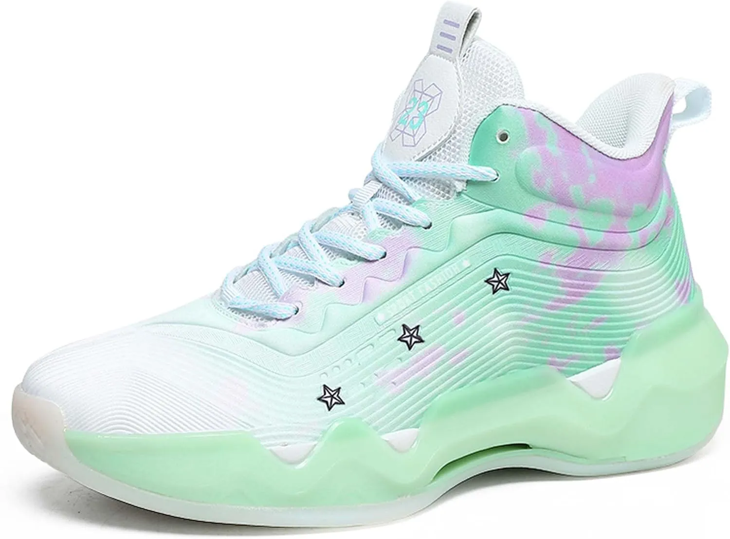 Mens and Womens Mid Top Lace Up Basketball Sneakers Comfortable and Breathable Running Shoes Anti Slip and Wear Resistant Walking Shoes Couple Park Walking Shoes Fitness Training Shoes