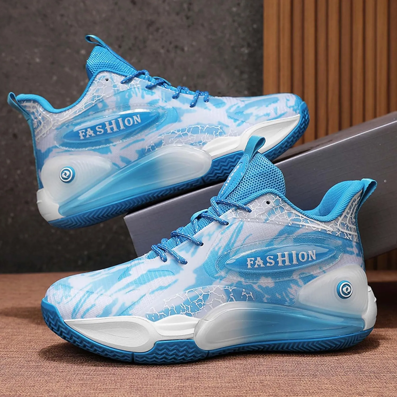 Mens and Womens Non Alip and Breathable Running Shoes High Elasticity Basketball Sneakers Lace Up Mid Top Hiking Shoes Rbber Soles Durable Walking Shoes Competitive Badminton Shoes