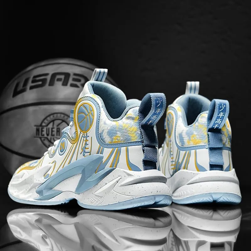 Men's Lace Up High Top Basketball Shoes Lightweight Anti Slip Breathable Sneakers Outdoor Fashion Sports Shoes