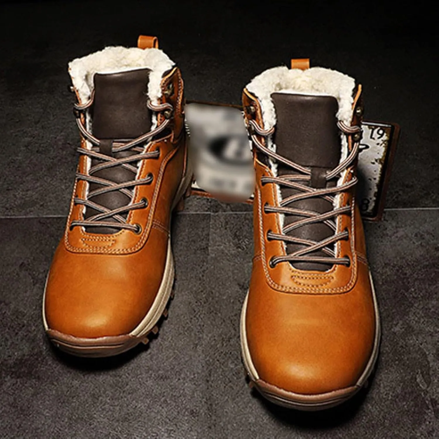 Men's Snow Boots, Men Cold Weather Shoes Warm Anti-Slip Ankle Waterproof Snow Boots, Lightweight Lace up Hiking Walking Shoes Warm, for Work, Walking, Hiking, Outdoor Urban