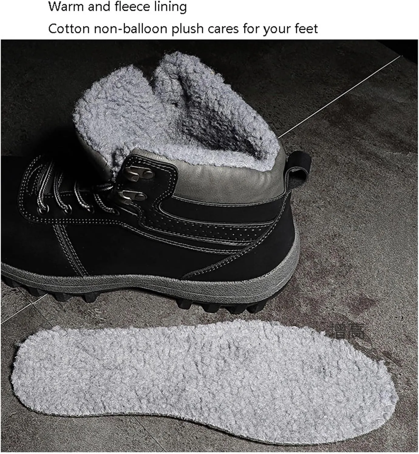 Men's Snow Boots, Men Cold Weather Shoes Warm Anti-Slip Ankle Waterproof Snow Boots, Lightweight Lace up Hiking Walking Shoes Warm, for Work, Walking, Hiking, Outdoor Urban