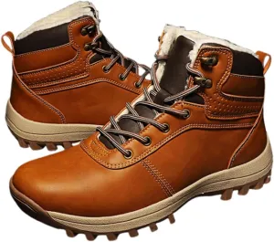 Men's Snow Boots, Men Cold Weather Shoes Warm Anti-Slip Ankle Waterproof Snow Boots, Lightweight Lace up Hiking Walking Shoes Warm, for Work, Walking, Hiking, Outdoor Urban