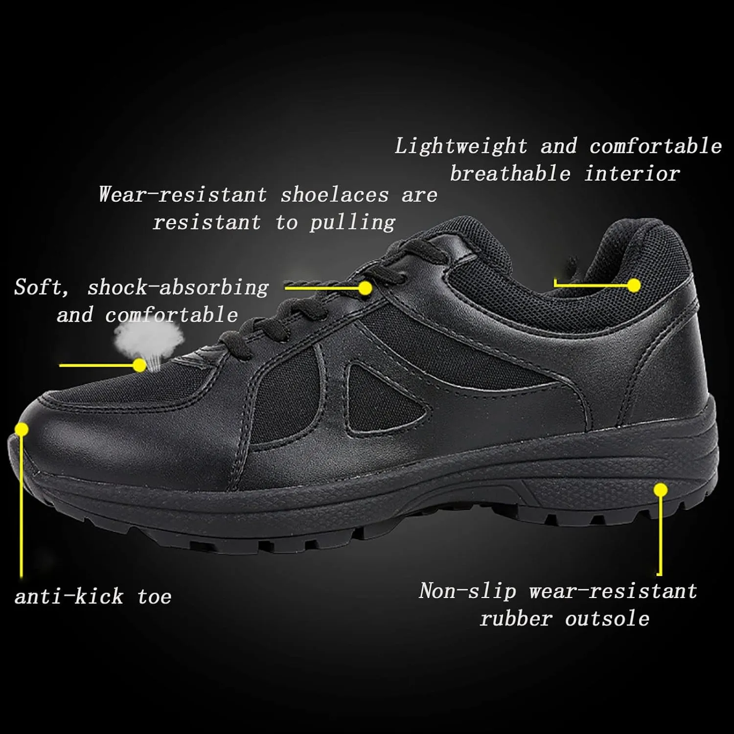 Men's Ultralight Low Top Training Shoes, Lightweight Waterproof Breathable Military and Tactical Boots, Outdoor Durable Rubber Sole Hiking Shoes (Color : Black, Size : 7)
