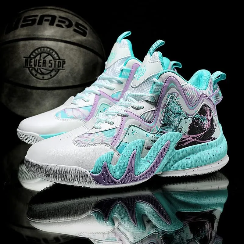Men's Women's Lace Up High Top Basketball Shoes Ultra-Light Fashion Anti Slip Breathable Sneakers Outdoor Sport Volleyball Shoes