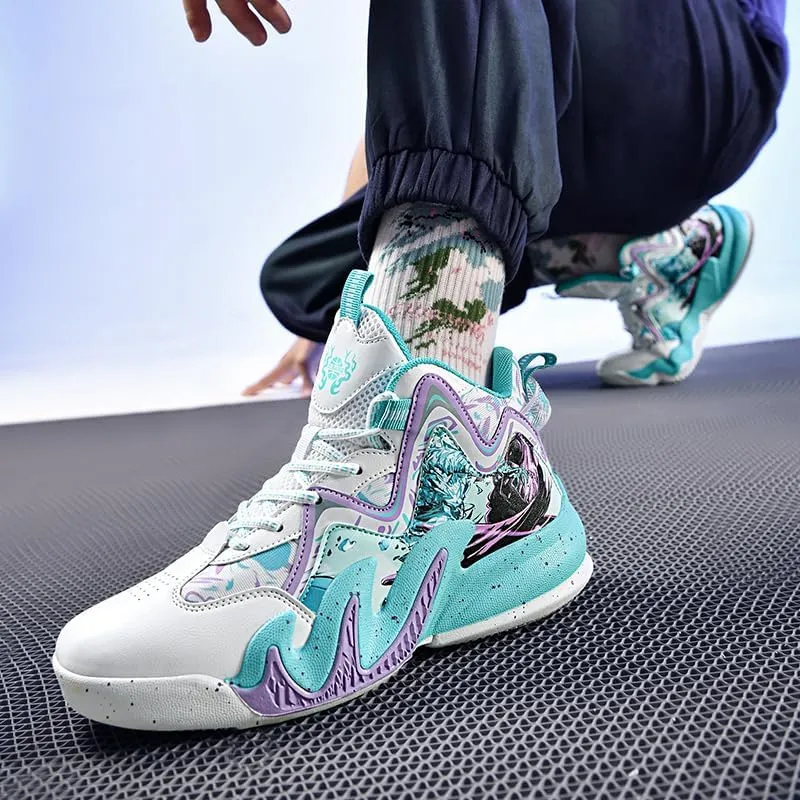 Men's Women's Lace Up High Top Basketball Shoes Ultra-Light Fashion Anti Slip Breathable Sneakers Outdoor Sport Volleyball Shoes