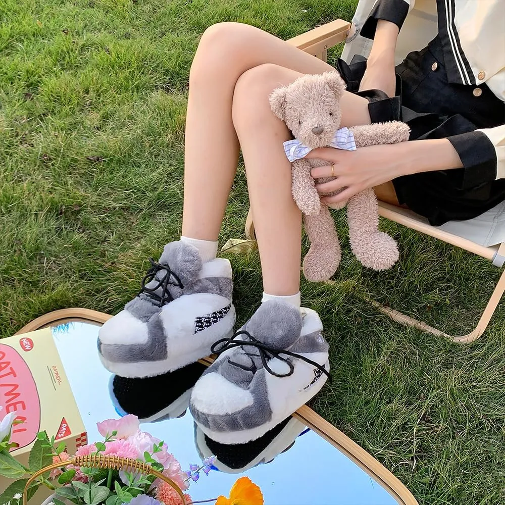 MOLERFO Sneaker Slippers Non Slip Sole Indoor House Plush Slippers Unisex Indoor Floor Cotton Shoes