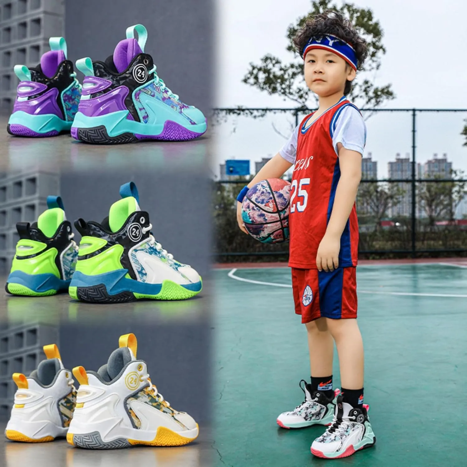 New Anti Slip and wear-Resistant Sports Basketball Shoes for Children