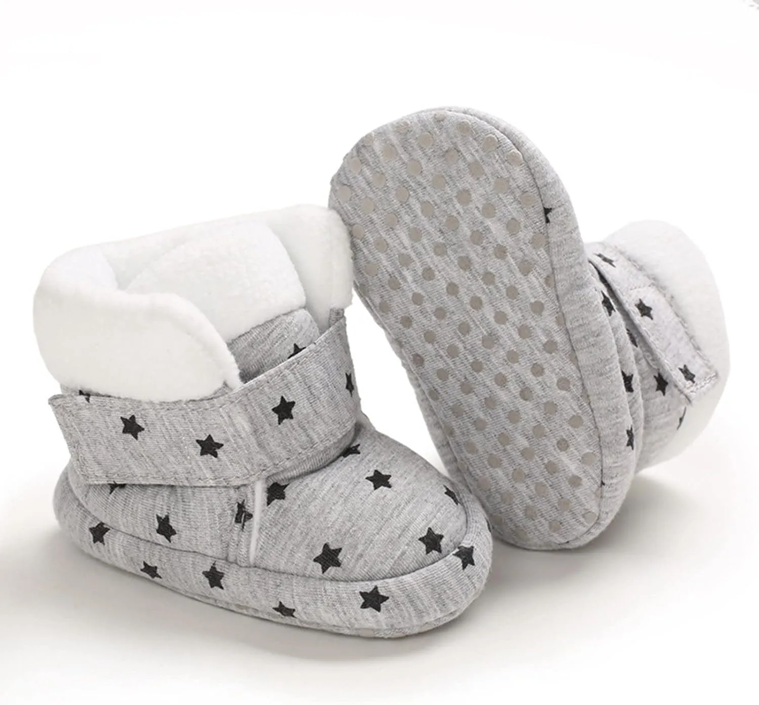 Newborn Baby Soft Fleece Booties Infant House Slippers Socks Shoe Non Slip Toddler First-Walkers Girls Canvas Shoes