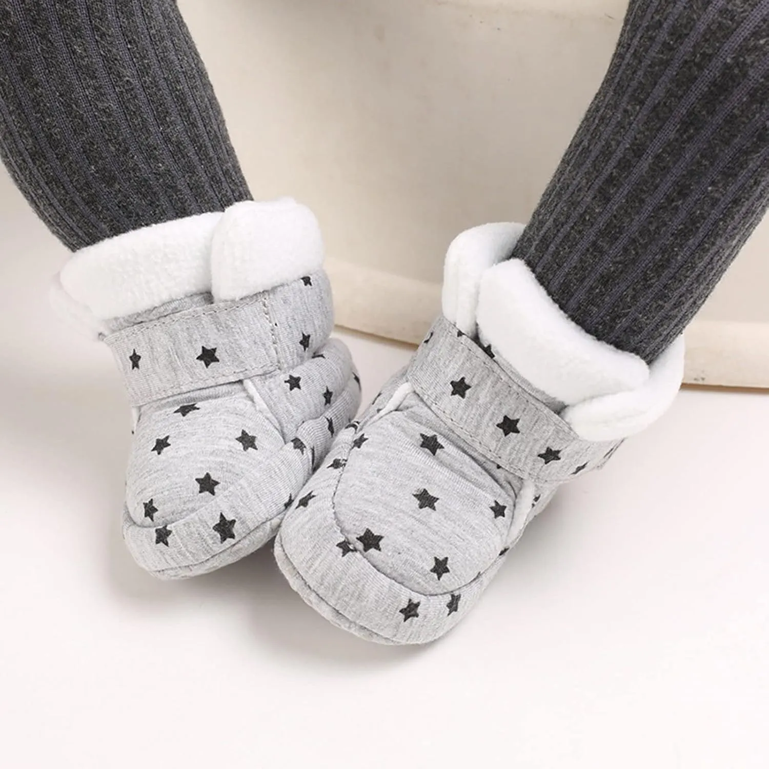 Newborn Baby Soft Fleece Booties Infant House Slippers Socks Shoe Non Slip Toddler First-Walkers Girls Canvas Shoes