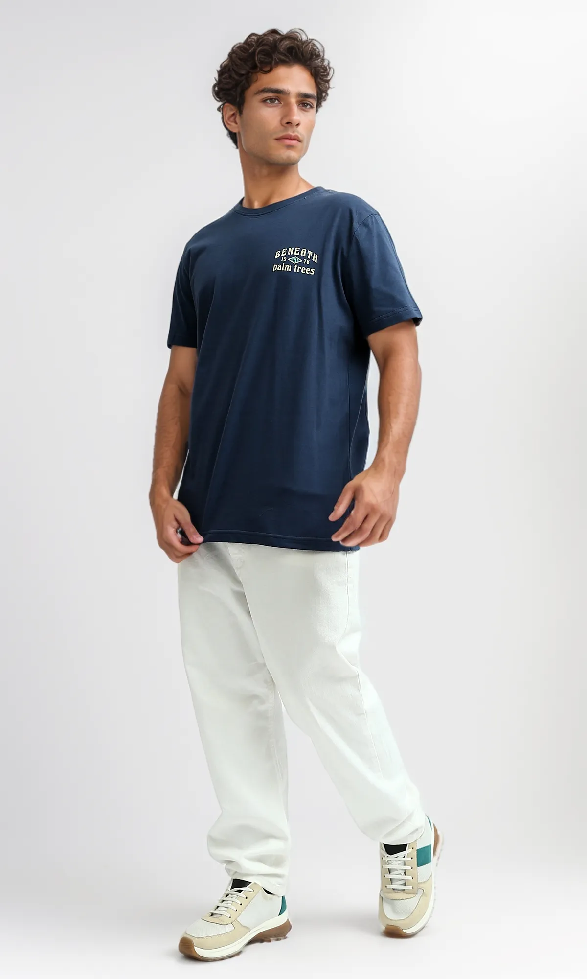 O179008 Short Sleeves Navy Summer Tee