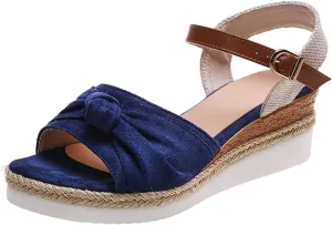 Orthopedic Platform Wedge Sandals for Women - Casual Summer Dressy 2025 Flat Tremdy Bow Tie Open Toe Ankle Strap Sandal Beach Boho Sandals Comfortable Outdoor Shoes