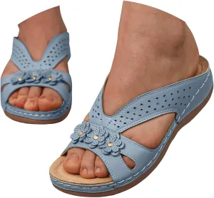 Orthopedic Platform Wedge Sandals for Women Summer Dressy, Women Walking Slippers Arch Support Closed Toe Buckle Ankle Strap Espadrilles Casual Strappy Sandals Comfortable Outdoor Shoes