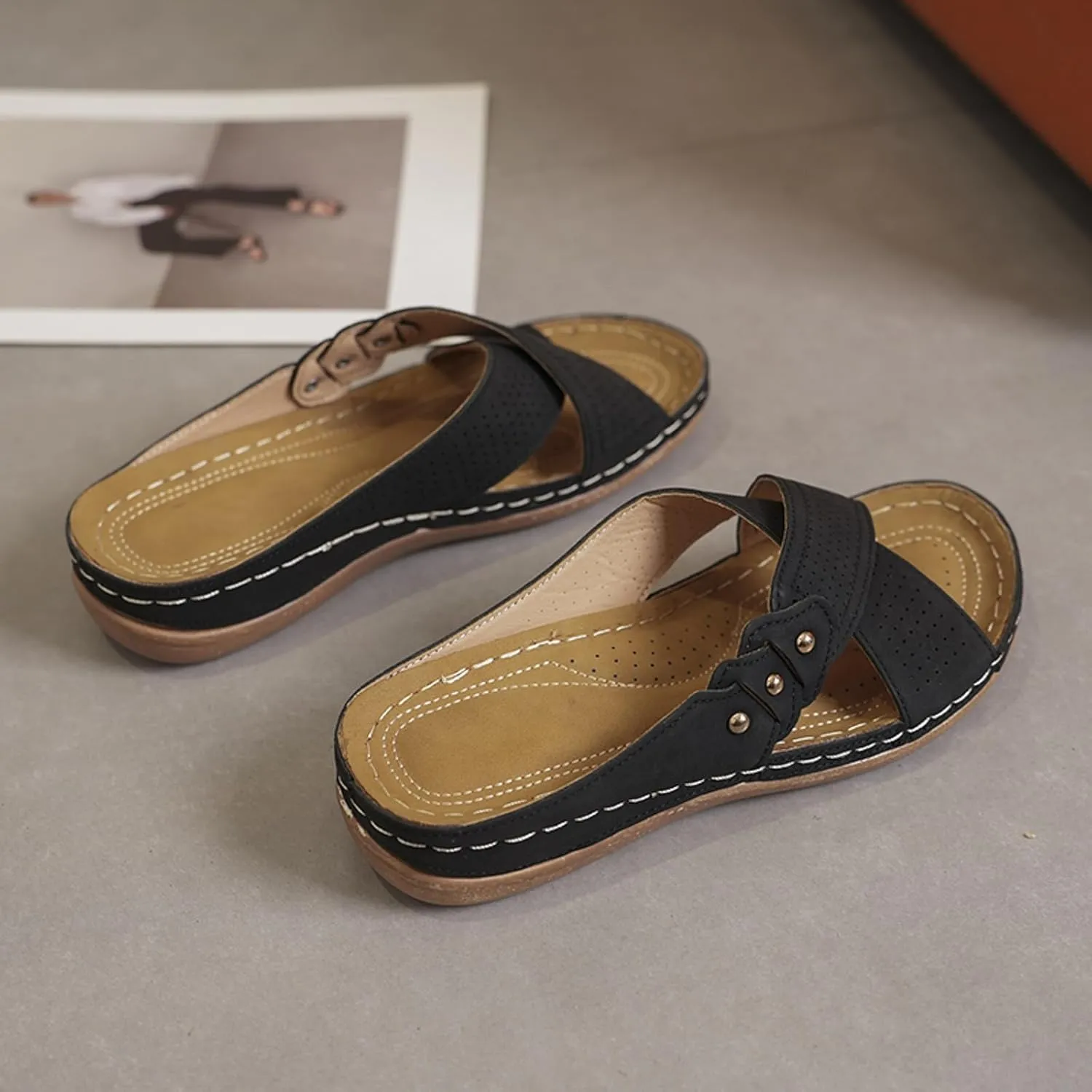 Orthopedic Sandals for Women Comfortable Wedge Slippers Arch Support Platform Sandals Summer Dressy Flip Flop Shoes2