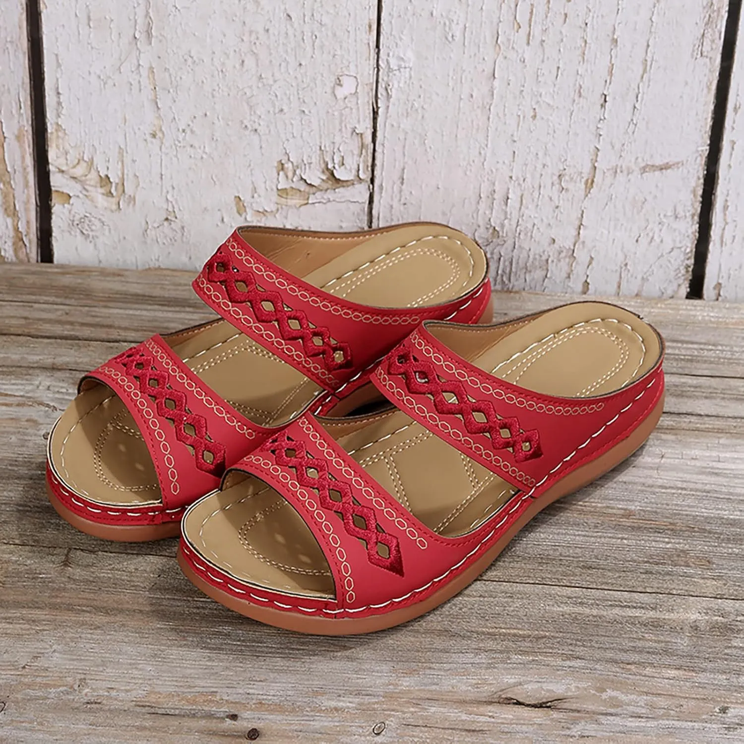 Orthopedic Sandals Womens Walking Slippers with Arch Support Anti-Slip Breathable Sandal Open Toe Wedge Sandals