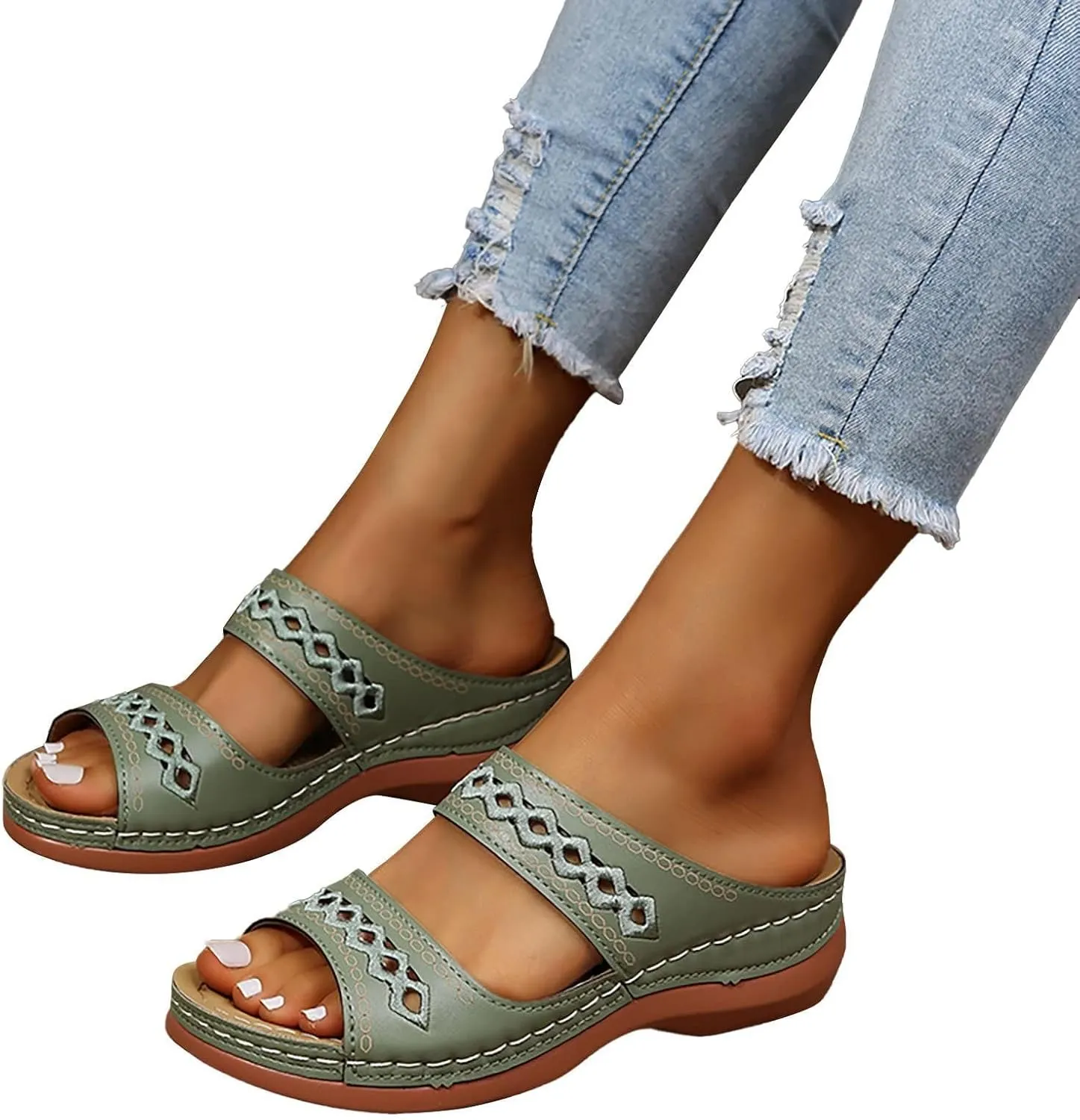 Orthopedic Wedge Sandals for Women Boho Slip on Sandals Shoe Beach Sandal Dress Shoes Comfortable Outdoor Shoes 2025