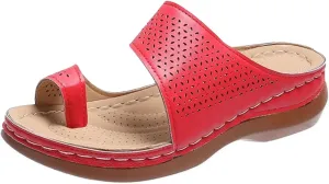 Orthopedic Wedge Sandals For Women Orthopedic Clip Toe Non Slip Slippers Fashion Vintage Cutout Slippers Beach Walking Shoes for Summer Outdoor Casual