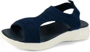 Orthopedic Wedge Sandals for Women with Arch Support 2025 Summer Elastic Mesh Open Toe Solid Color Slip On Sport Sandals Fashion Casual Wide Width Comfortable Walking Non Slip Shoes