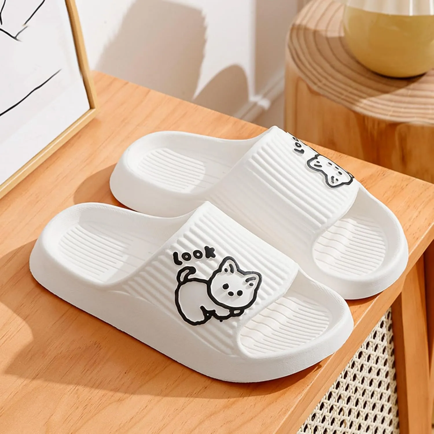Pillow Slippers for Women and Men Shower Slides Non Slip Quick Drying Bathroom Ballerina Slippers Women