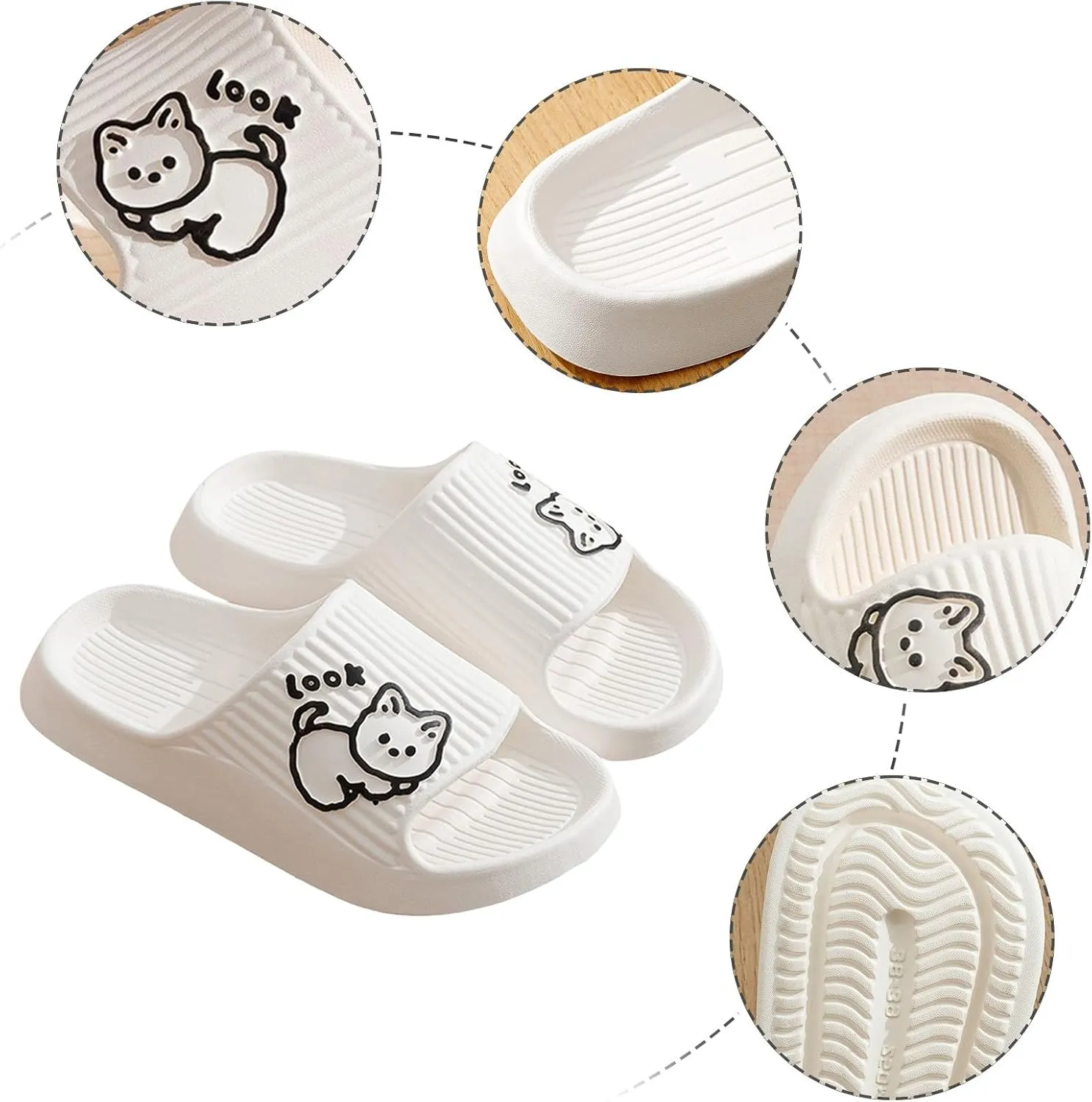 Pillow Slippers for Women and Men Shower Slides Non Slip Quick Drying Bathroom Ballerina Slippers Women