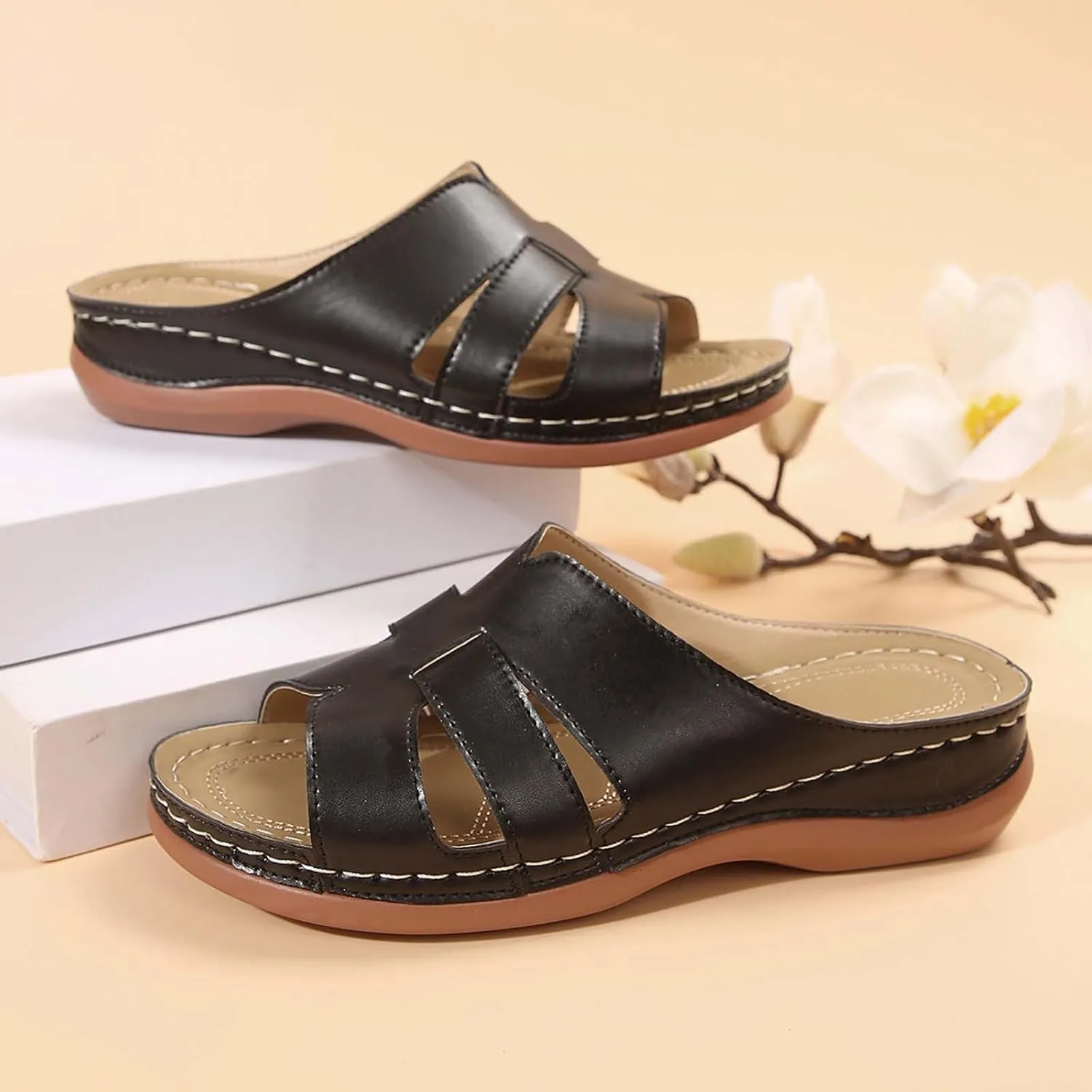 Platform Sandals Women Comfy Women'S Dress Shoes With Non Slip Walking Slide On Shoes Womens Platform Sandals