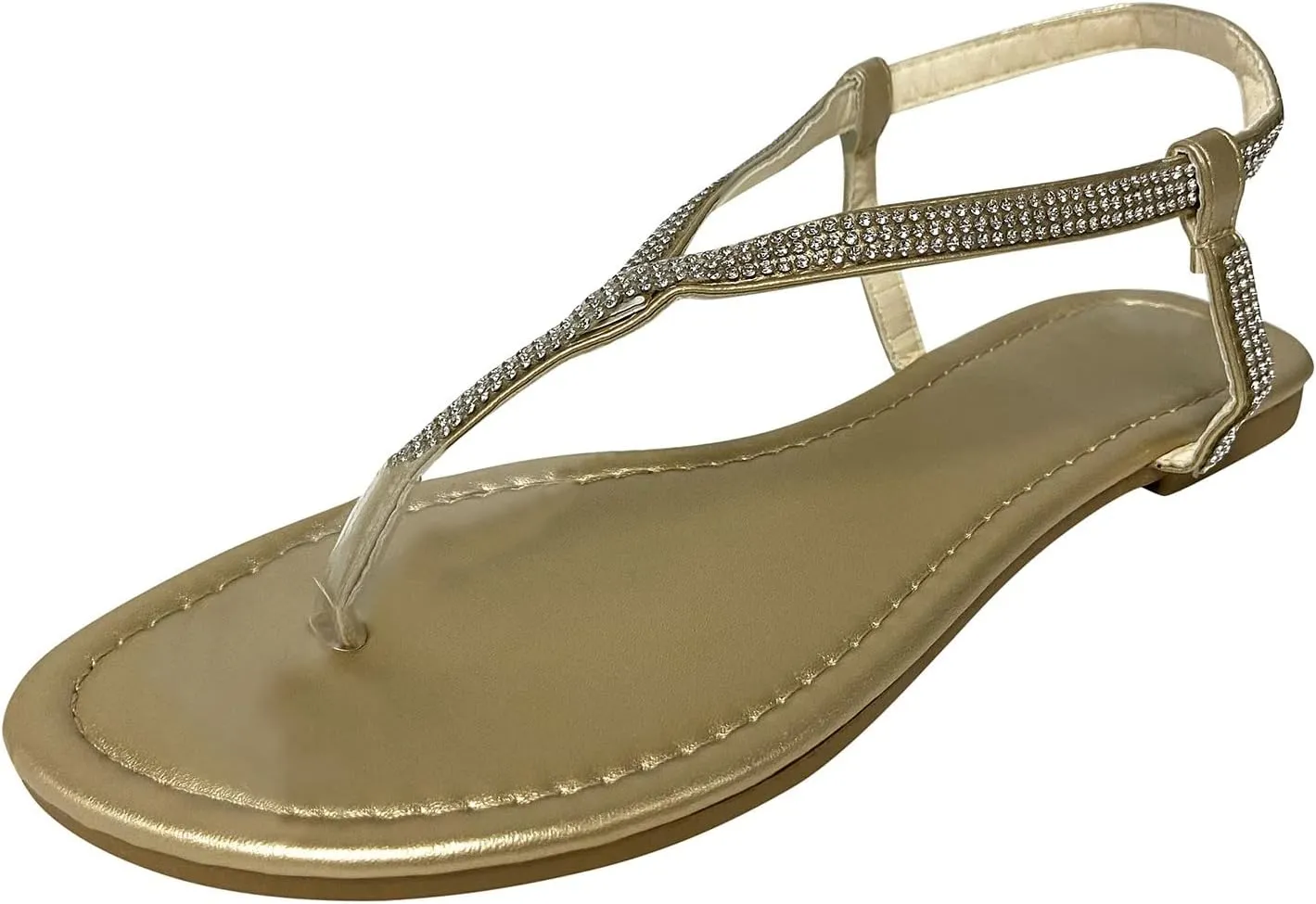 Sandals for Women 2024 Dressy Platform Summer Bohemia Bling Rhinestone Pearl Flat Sandals Flat Gladiator Open Toe Shoes