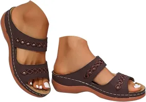 Sandals for Women 2025 Platform Orthopedic Slip on Wedge Slides for Women Solid Color Hollow Arch Support Flip Flop