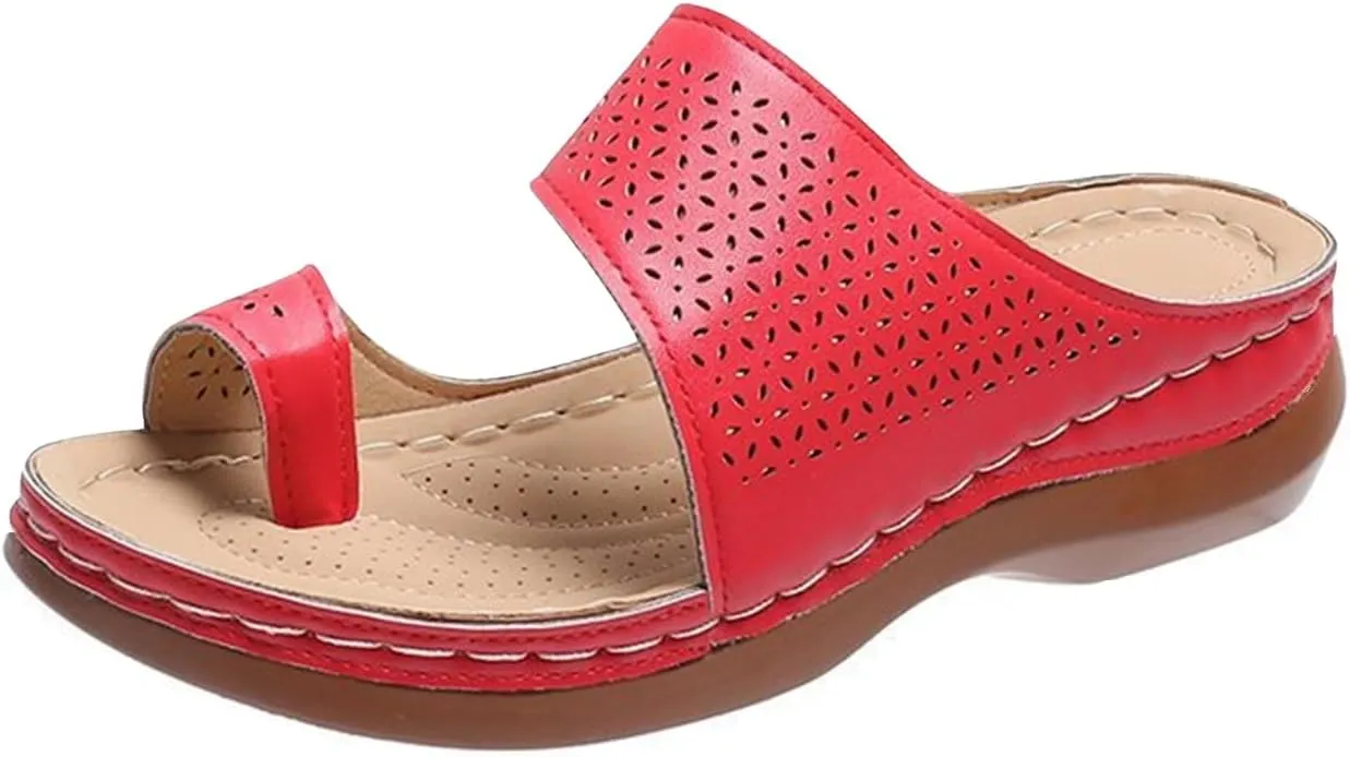 Sandals for Women Ring Toe Wedge Shoes Comfortable Orthopedic Sandals Hollow Flip Flops Womens Dressy Summer Flip Flops Bunion Corrector Slippers Casual Walking Wedges 2025