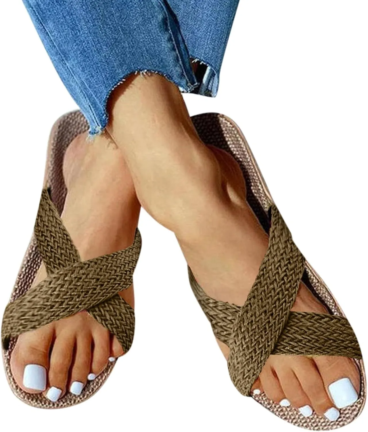 Sandals for Women Womens Flat Sandals Flat for Women Dressy Dressy Women's Comfortable Walking Casual Summer Comfortable