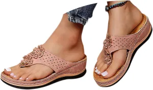 Sandals for Women, Yoga Mat Walking Wedge Thong Sandals with Plantar Fasciitis Arch Support Orthopedic Sandals