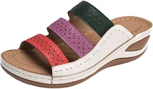Sandals Women Comfortable Dressy Wedge Sandals Summer Orthopedic Slippers Arch Support Orthotic Slides for Plantar Fasciitis