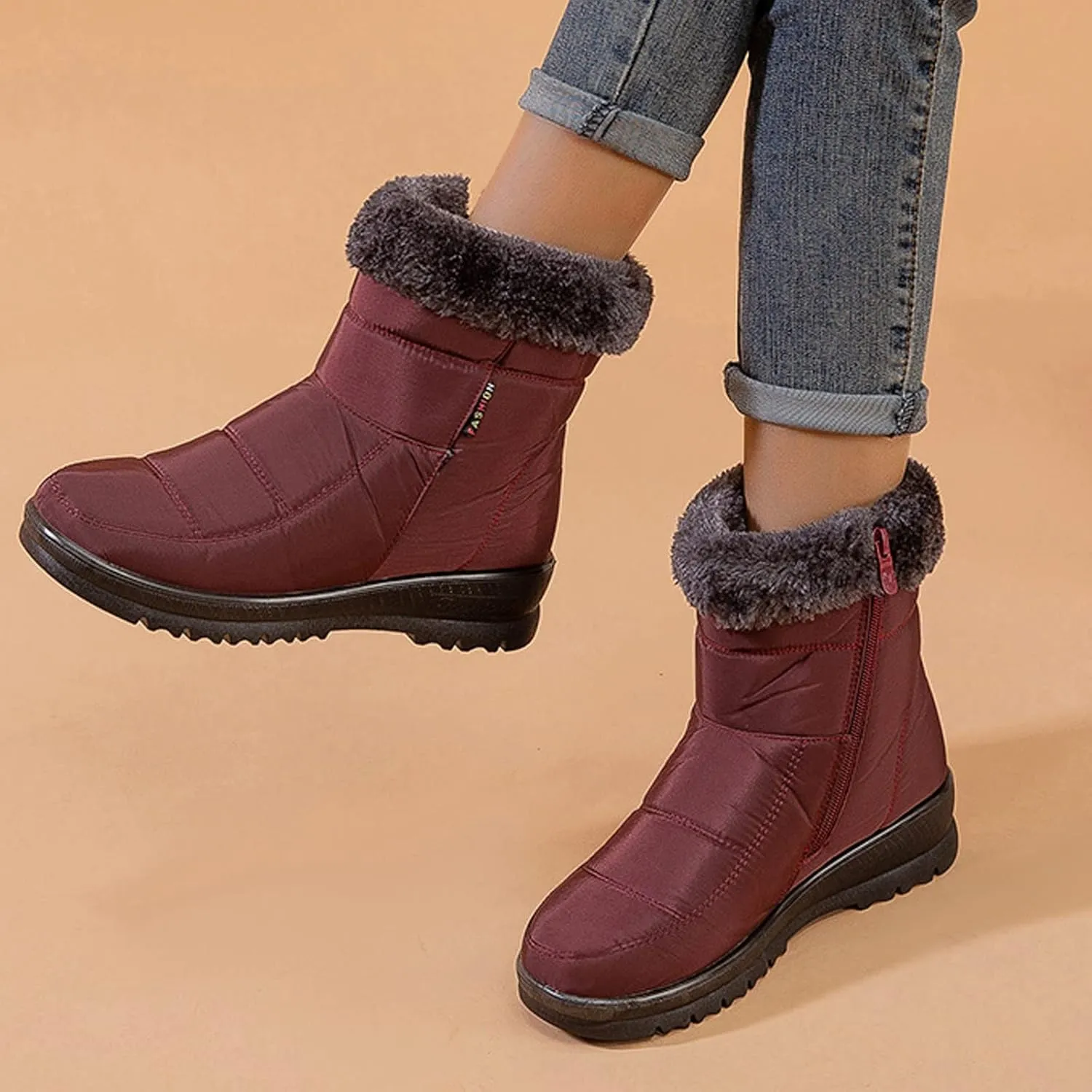 SBGMoSJ Women Snow Ankle Boots Waterproof Leather Womens Hiking Boots Waterproof Women Winter Boots Waterproof Brown Slip Resistant Waterproof Work Boots for Women Women's Tall Winter Boots