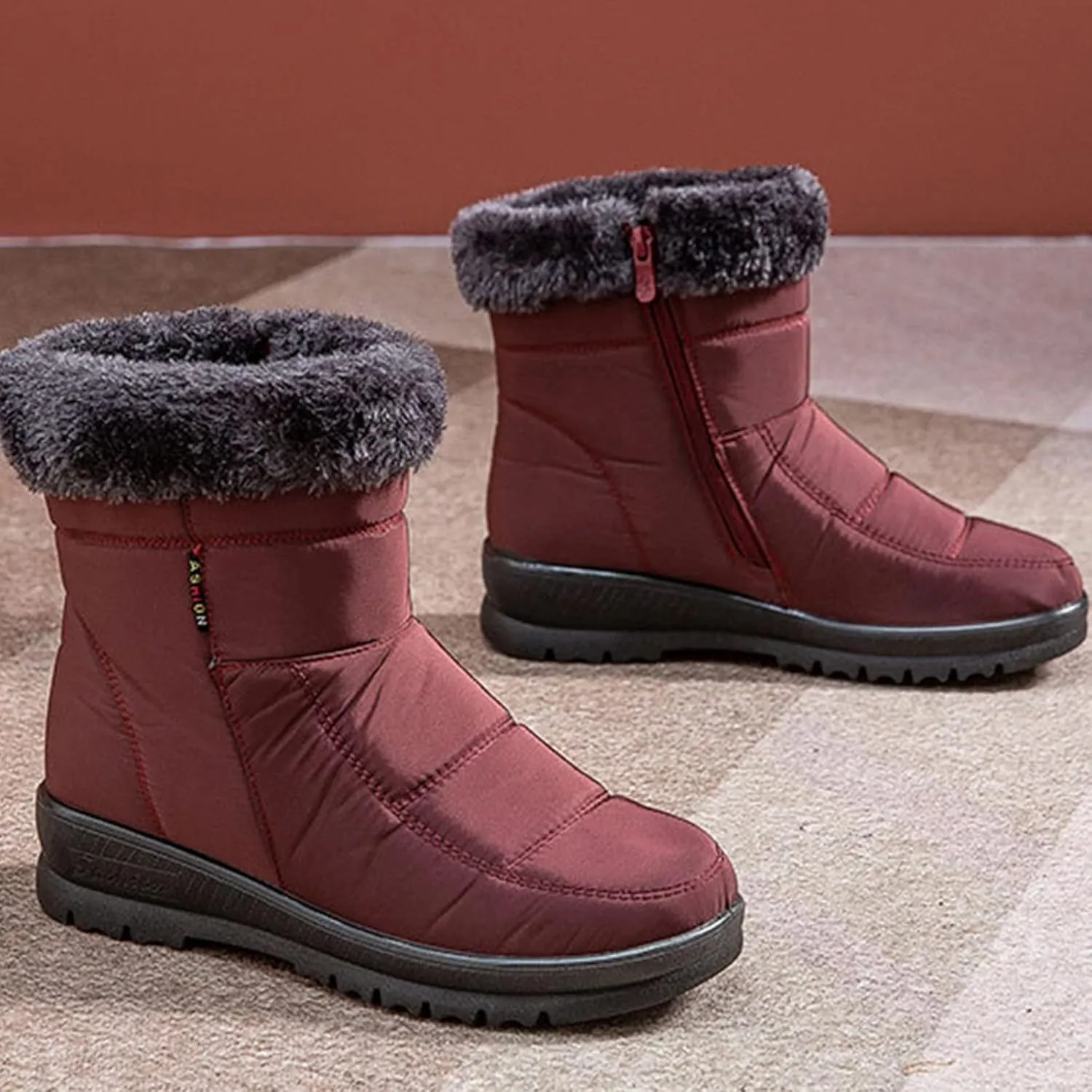 SBGMoSJ Women Snow Ankle Boots Waterproof Leather Womens Hiking Boots Waterproof Women Winter Boots Waterproof Brown Slip Resistant Waterproof Work Boots for Women Women's Tall Winter Boots