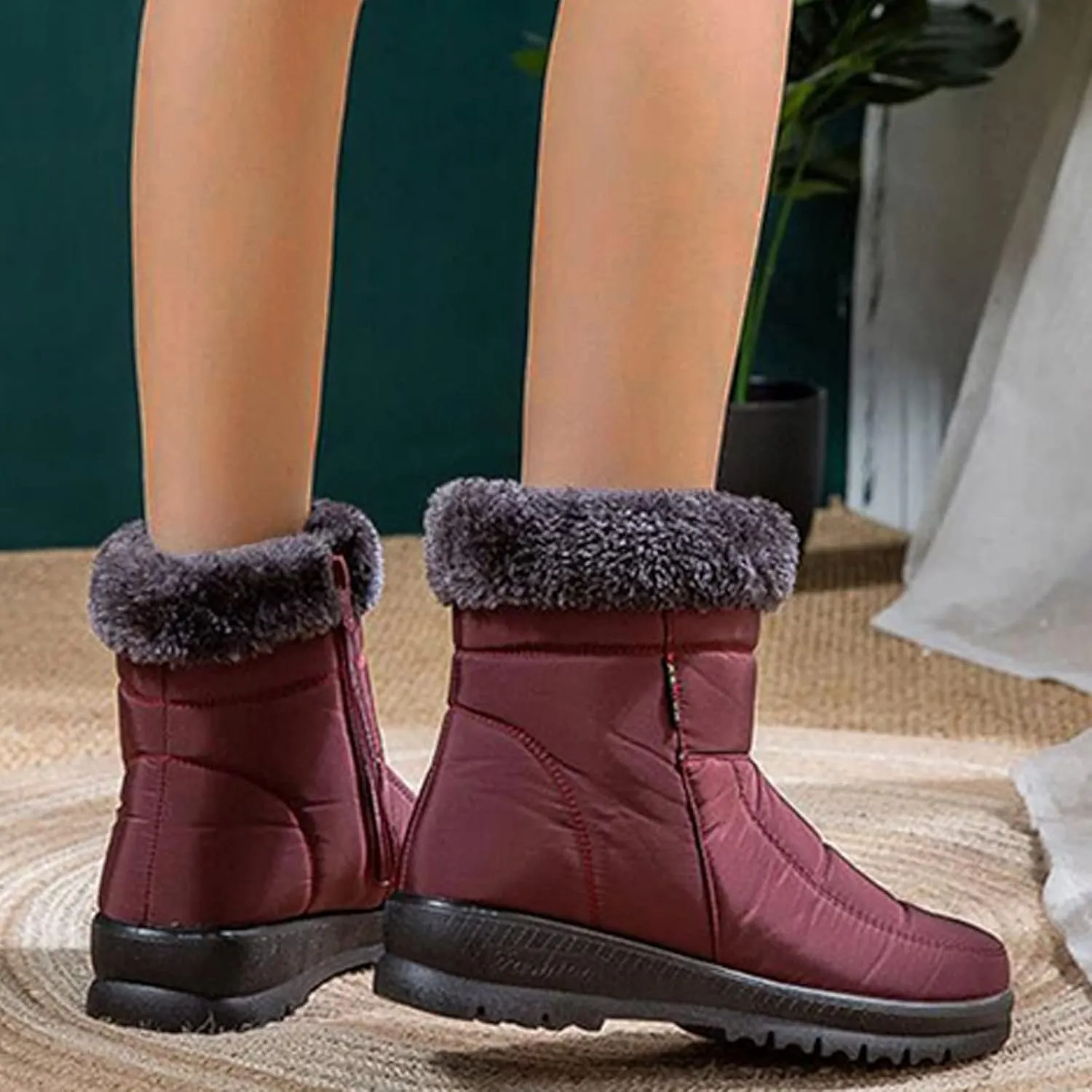 SBGMoSJ Women Snow Ankle Boots Waterproof Leather Womens Hiking Boots Waterproof Women Winter Boots Waterproof Brown Slip Resistant Waterproof Work Boots for Women Women's Tall Winter Boots