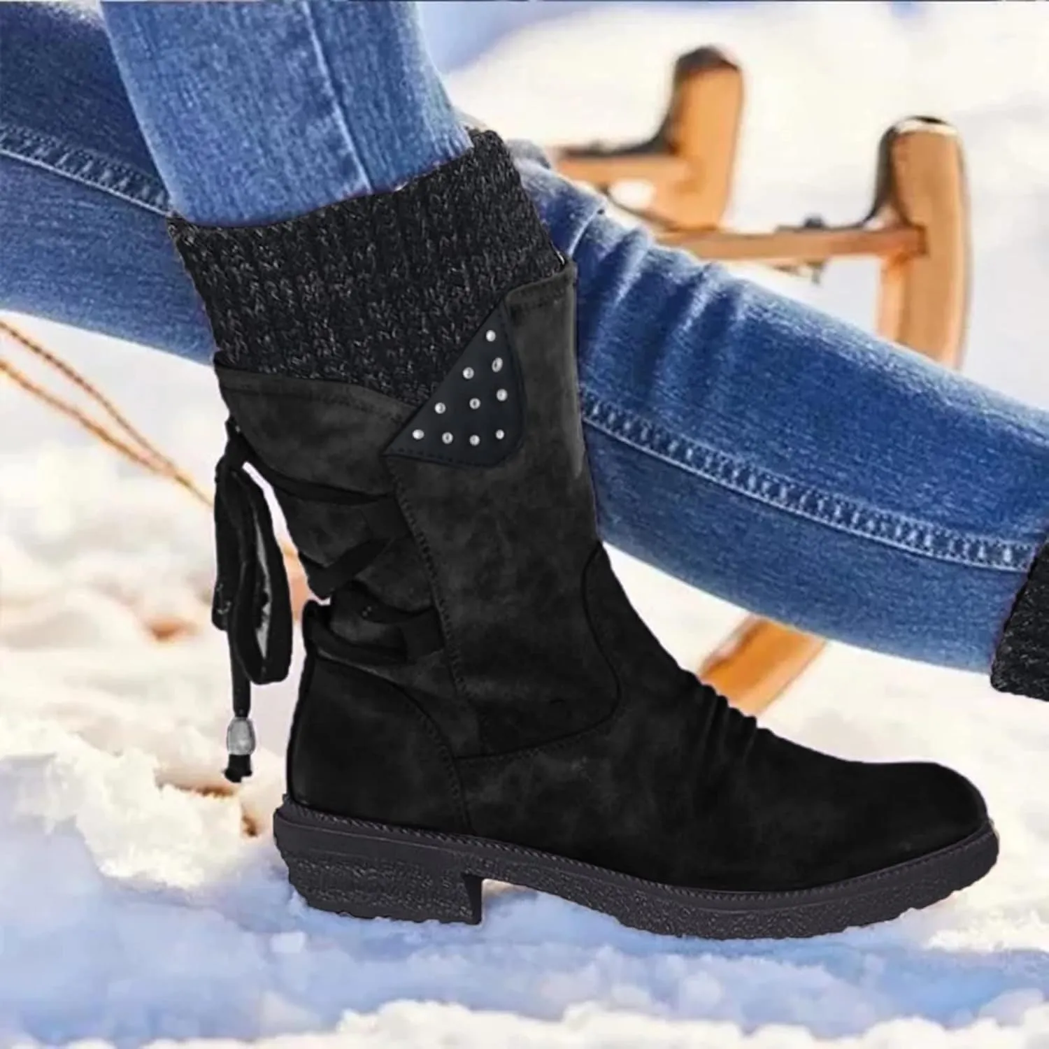 SBGMoSJ Women Snow Ankle Boots Waterproof Leather Womens Hiking Boots Waterproof Women Winter Boots Waterproof Brown Slip Resistant Waterproof Work Boots for Women Women's Tall Winter Boots