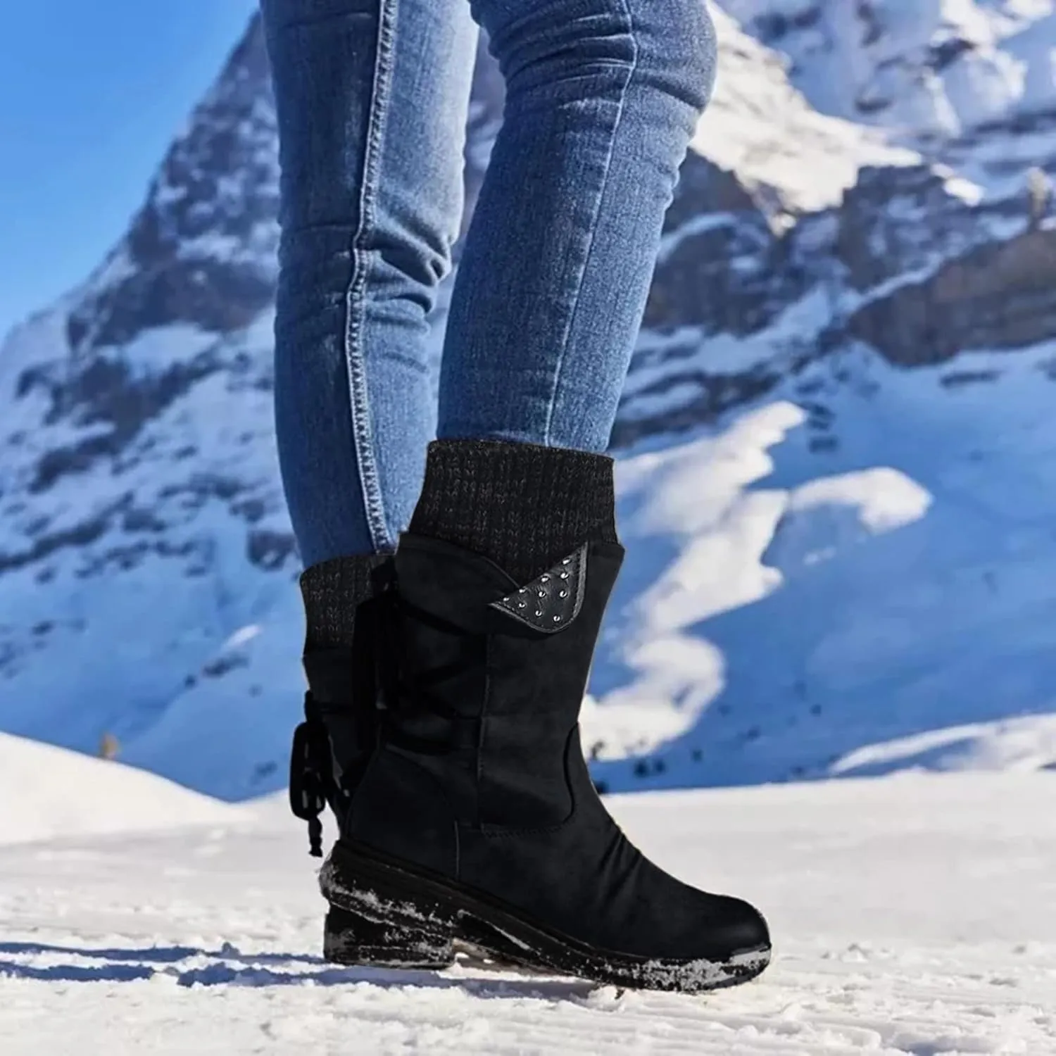 SBGMoSJ Women Snow Ankle Boots Waterproof Leather Womens Hiking Boots Waterproof Women Winter Boots Waterproof Brown Slip Resistant Waterproof Work Boots for Women Women's Tall Winter Boots