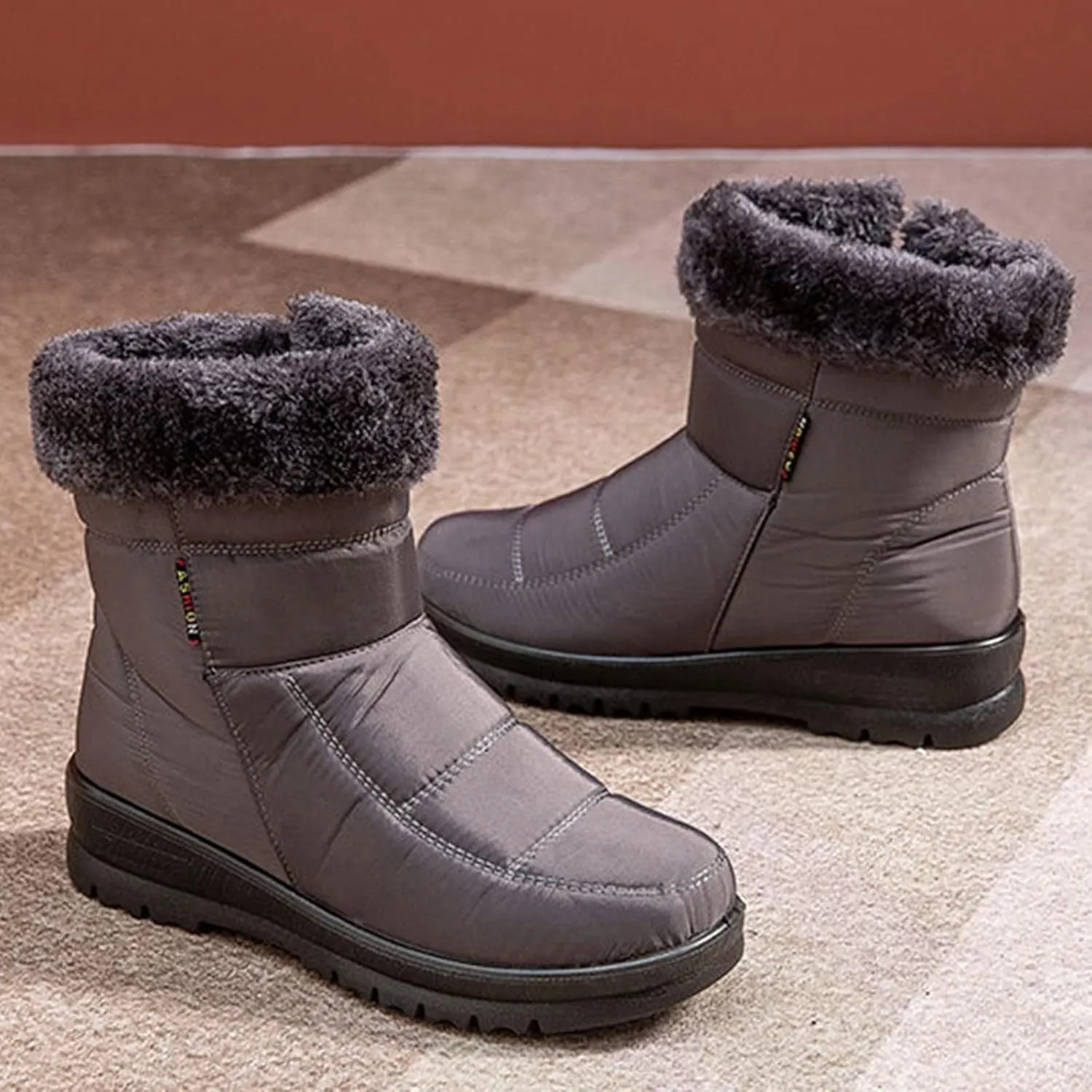 SBGMoSJ Women Snow Ankle Boots Waterproof Leather Womens Hiking Boots Waterproof Women Winter Boots Waterproof Brown Slip Resistant Waterproof Work Boots for Women Women's Tall Winter Boots