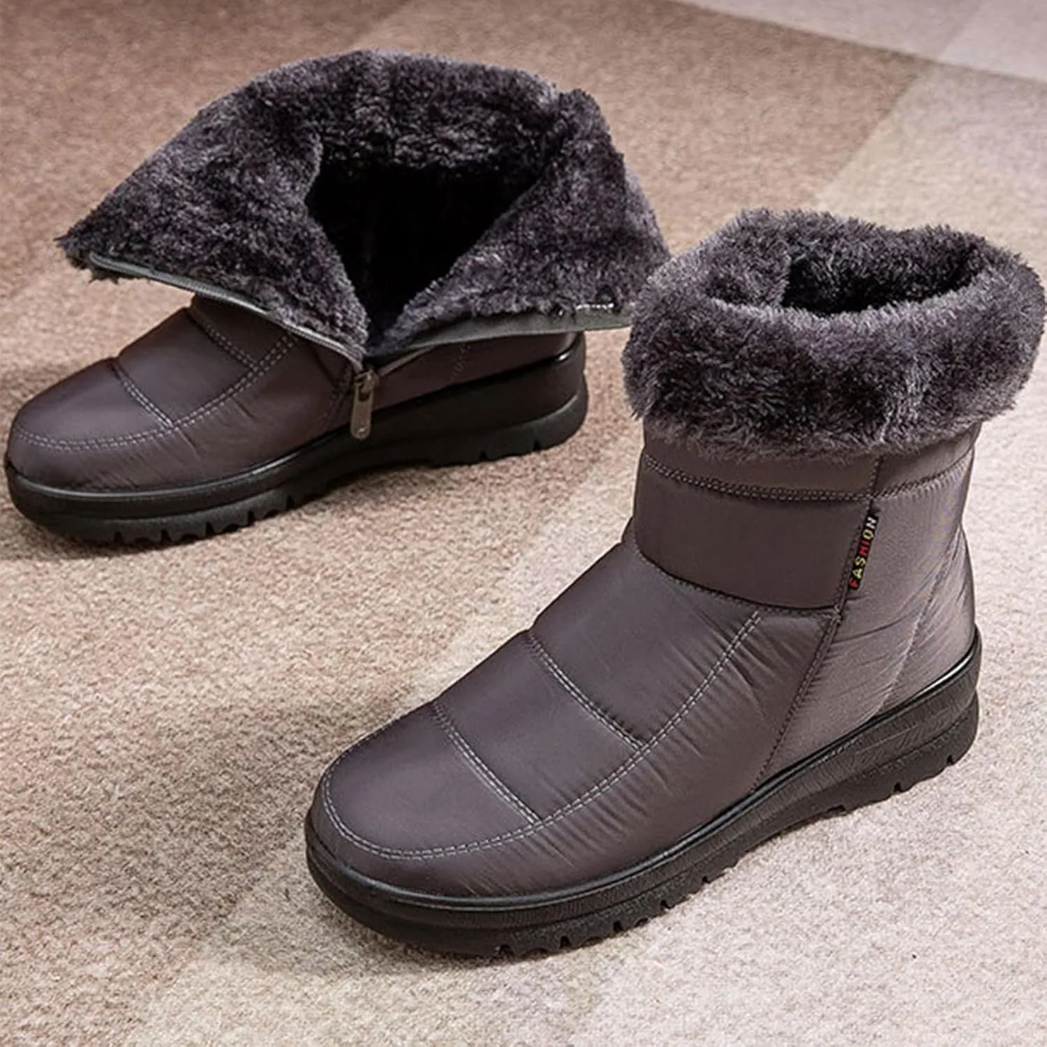 SBGMoSJ Women Snow Ankle Boots Waterproof Leather Womens Hiking Boots Waterproof Women Winter Boots Waterproof Brown Slip Resistant Waterproof Work Boots for Women Women's Tall Winter Boots